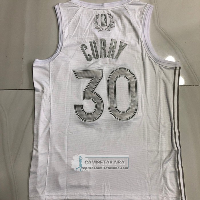 Camiseta Golden State Warriors Stephen Curry NO 30 MVP Blanco